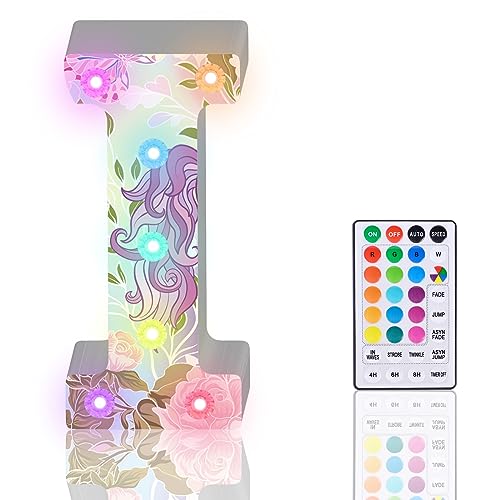 Letras iluminadas, letras LED con purpurina, 18 colores que cambian de color, luz nocturna con control remoto para niñas, regalos de cumpleaños, bar, boda, fiesta, Navidad, San Valentín, decoración de