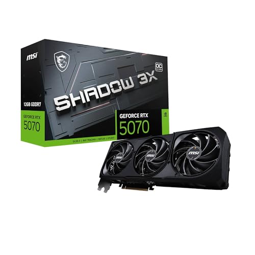 Image of MSI GeForce RTX 5070 12G Shadow 3X OC Graphic Card - NVIDIA GeForce RTX 5070 GPU, 12GB GDDR7 192-bit Memory, 28 Gbps, PCI Express Gen 5 Interface, Upto 2542 MHz, TORX Fan 5.0