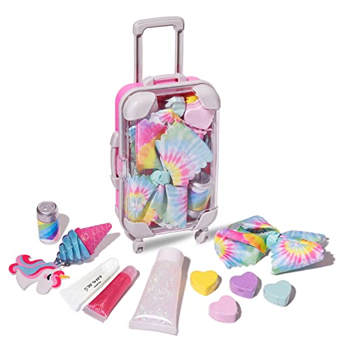 9Pcs Lip Glosses Care Set With Suitcase, Glitter Icecream Shape Lip Glosses With Bow In Realistic Suitcase Toy For Kids Makeup Ages 5+, Non Toxic & Kids Friendly #TOP2