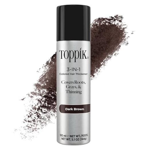 Toppik Colored Hair Thickener, Dark Brown Hair Spray for Thinning Hair, Colored Hair Spray for Root Touch Up and Hair Thickening, 5.1 OZ Spray Can