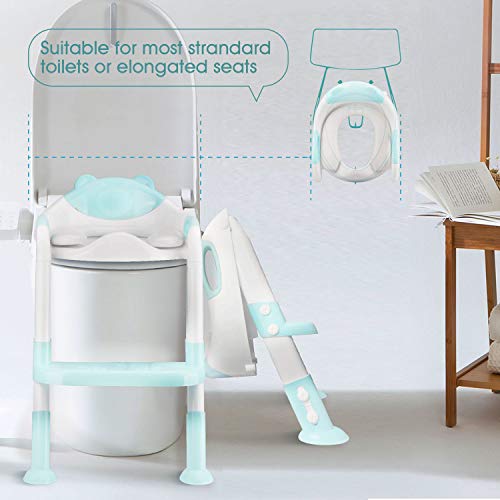 Potty Training Seat with Step Stool Ladder, Toddler Toilet Potty Training Chair with Anti-Slip Pads for Babies Kids and Toddler Boys Girls