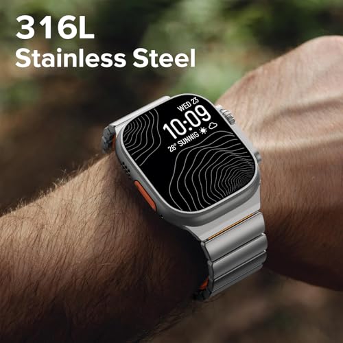 Image of CHANCHY Titanium Band Compatible with Apple Watch Ultra 3 /2 /1 Band 49mm 46mm 45mm 44mm 42mm, Luxury Band Titanium Silicone Dual-Layer Link for Men iWatch Series 11 10 9 8 7 6 5 4 SE