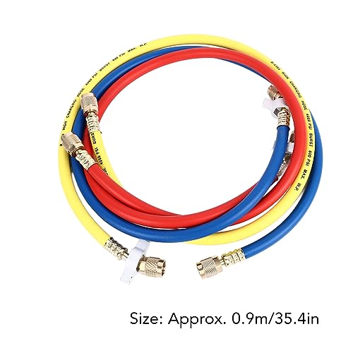 Mangueras de refrigerante HVAC AMAKO, tubo de carga de aire acondicionado de alta presión de 0.9 m con junta universal a prueba de explosión, juego de mangueras de refrigerante, 3 piezas miniatura 7
