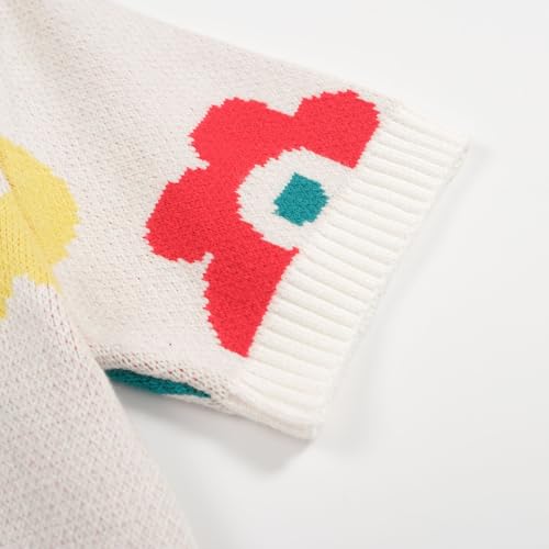 OXKNIT Men's Vintage Polo Shirt Flower Patterns Knit Casual Button Down Short Sleeve Shirts4