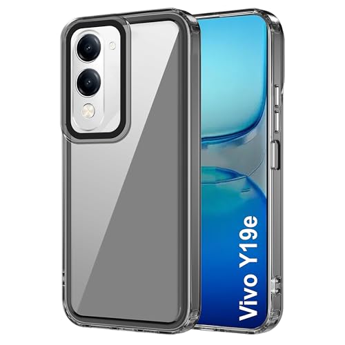 Image of amazon basics Back Case Cover for Vivo Y19e | Compatible for Vivo Y19e Back Cover | Case Cover with Camera Protection | (TPU + PC | Translucent Black)