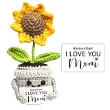 Regalos para mamá, regalos de cumpleaños de hijas e hijos, hecho a mano, bonito regalo de girasol pequeño, regalo para mamá de hija, hijo, día de la madre para mamá