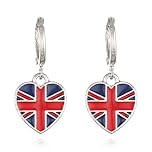 GAUEIOUR Union Jack Flag Earring,Platinum Jubilee Celebration 70th Anniversary Heart shaped Decorative Earrings,Heart Shaped Alloy Drop Oil National Flag Earrings