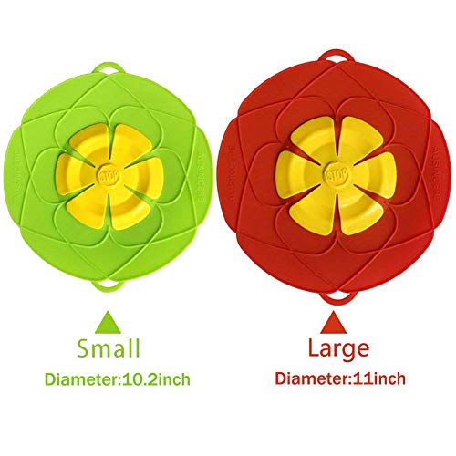 Ausincere Spill Stopper Lid Cover,Anti Spill Lid Cover,No Boil Over Lid,Pot Cover Silicone Spill Stopper Lid,Boil Over Safeguard, 10.2Inch+11Inch Multi-Function Kitchen Tool #TOP1