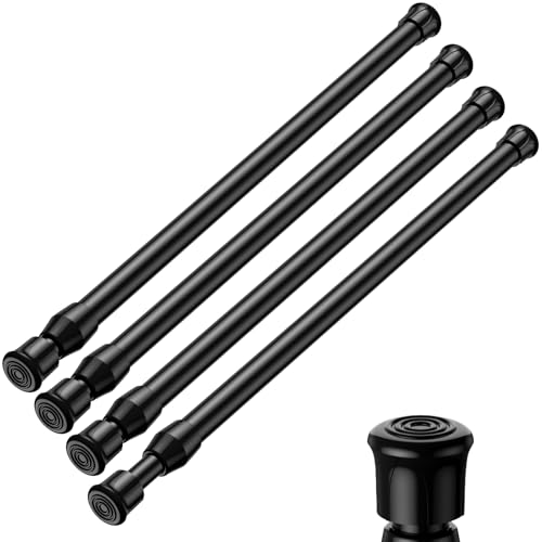 Image of MEXAU 4Pack Spring Tension Curtain Rod 16.5-28 inch Black Small Tension Rod