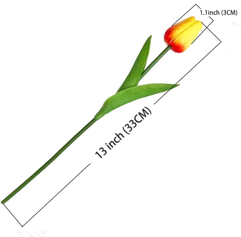 24PCS PU Artificial Tulips Fake Flowers for Wedding Bouquets Real Touch Latex Tulip Wedding Party Decoration Farmhouse Home Decor DIY Project(The VASE is not Included) (24, 6 Colors) image 2