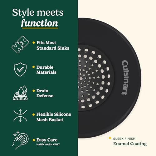 Cuisinart Sink Strainers- 2 Pack Kitchen Sink Drain Strainer & Food Catcher with Enamel-Coated Stainless Steel Rim and Silicone Base, Fits Standard 3.5" Drains, Outer Diameter 4.35", Scratch-Safe by Best Brands - Used condition - Image 3
