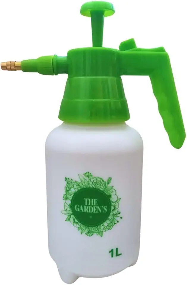 Pulverizador Manual Borrifador Jardinagem, 1 Litro, com Bico de Cobre, Jato Regulável e Válvula de Segurança, Verde e Branco