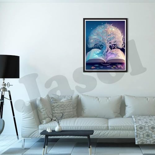 Image of Jasol Diamond Painting Kit, 40x30 Cms, Full Drill, 5D Crystals, Home Wall Decor Gift Set (Lucky Tree M45600)