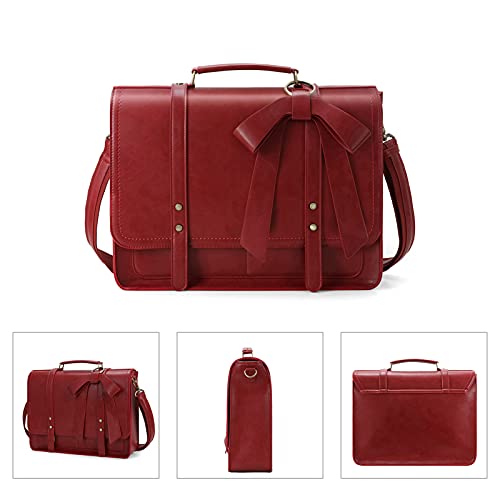 Image of ECOSUSI Laptop Bag for Women Large Shoulder Briefcase Bag PU Leather Messenger College Satchel fit 15.6 inch Computer