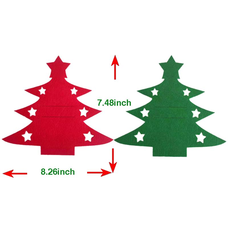 YXYJCCQM Festive Christmas Tree Cutlery Set advent calendar 2024-12Pcs Christmas Table Decor,6 Red 6 Green Xmas Tree Tableware Holder- Party Christmas utensil holder