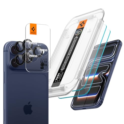 Spigen Pack de protections en verre trempé pour écran et objectif de caméra iPhone 17 Pro / 16 Pro