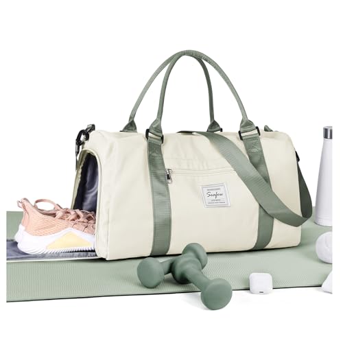Image of Gym Bag Womens Mens with Shoes Compartment and Wet Pocket Travel Duffel Bag for Women for Plane Sport Gym Tote Bags Swimming Yoga Waterproof Weekend Overnight Carry on Bag Hospital Holdalls