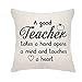 Veemizo, federa per cuscino per insegnanti, idea regalo per insegnanti, idea regalo per apprezzamento, federa per cuscino, per un buon insegnante prende una mano apre una mente e tocca un cuore.