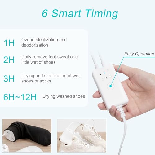 Home Care Wholesale Shoe Dryer and Deodorizer with Timer - Shoes Boots Socks Gloves Dryer Warmer, Adult-Foot-Shaped | No Noise | Strong Wire | US Plug (PM20)