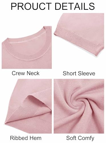 Image of Imily Bela Womens Summer Short Sleeve Sweater Dressy Casual Crew Neck Knit Tops Fashion Pullover Shirts