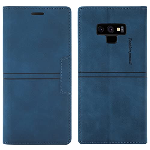 OKZone Funda para Samsung Galaxy Note 9, Carcasa Libro Magnética con Tapa de Cuero Piel (Azul)