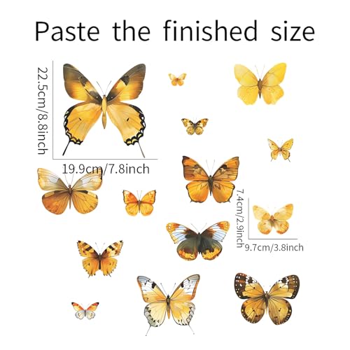 14 Piezas Stickers Vinilo Mariposas Amarillas para Pared miniatura 5