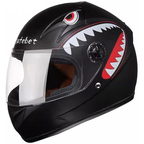 Casque de moto pour enfants, casque intégral de moto, avec visière pare-soleil, casque, scooter, lumière, cyclomoteur, casques Jet pour enfants et filles, B, 52-54 cm