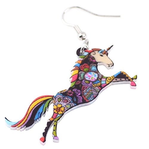 BONSNY Signature Fantasy Collection Magical Unicorn Charm Statement Drop Dangle Acrylic Earrings3
