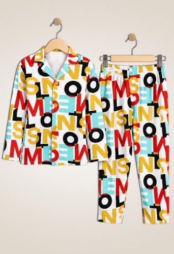Image of 3BROS Kid's Pure Cotton Full Sleeves Night Suit /Dress for Boys /Girls Full Pajama & Top Sleep Suit Combo Set