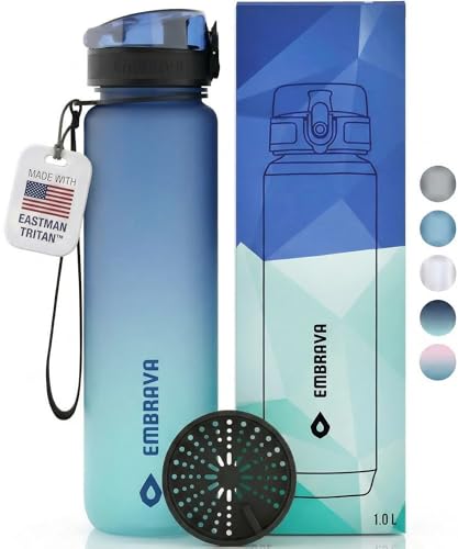 Image of Embrava Sports Water Bottle (32oz, Aqua Fusion) Fast Flow Flip Top Lid