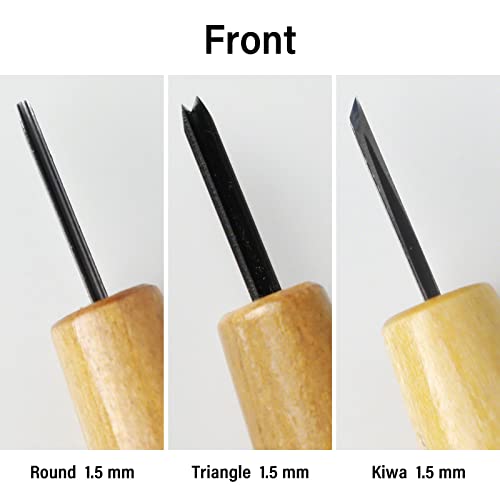 Wazakura 3PCS Bonsai Chisel Kit with Round Gouge, Single Bevel Skewed and V-Parting Tool, Hand Carving Tool Set for Jin Shari Making, Woodworking Knife Pack - Mini Size - Image 4