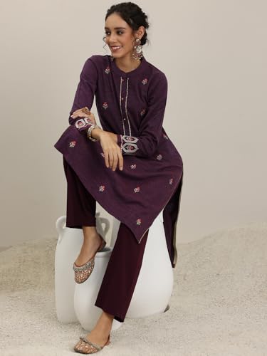 Image of Libas Embroidered Wool A-Line Kurta | Ethnic Wear