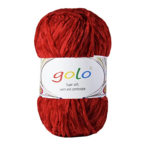 Golo Chenille Yarn For Baby Blanket Yarn 3.5 Oz Soft Chenille Yarn For Hand Knitting (3.0Oz, Red-01) #TOP21