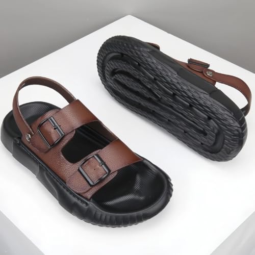 Stylish Open-Toe Sandals for Men Dual-Function Genuine Leather Double-Buckle Beach Slippers for Casual & Outdoor Use3