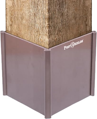 Post Shields 4x4 Post Protector - Fits Standard 3.5x3.5 Wood or Metal Posts - 4in High - Easy Install No Tools - Protects Mailbox Deck and Fence Posts from Lawn Maintenance Equipment Damage