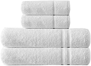 Towelogy® BR01 100% Egyptian Cotton Bath Towels Bale Set 550 GSM Hotel Quality Collection Machine Washable Bright White Barton (2 Hand Towels 50x100cm / 2 Bath Towels 70x135cm)