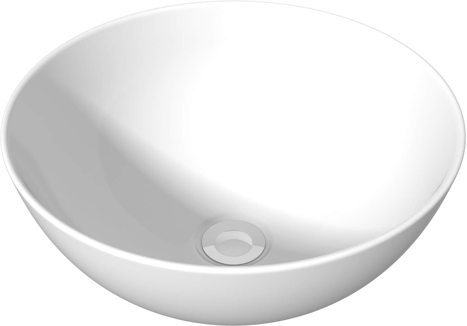 Baystone White Bathroom Countertop Vanity Wash Basin Sink Modern Ceramic Circular Curved Gloss 360 X 360Mm