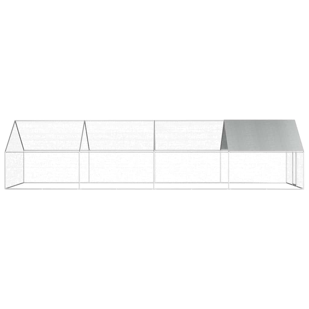 Jaula para pollos al aire libre de acero galvanizado con techo de polietileno, 2,75 x 8 x 1,92 m, gran establo para pollos, conejos, cobayas, animales pequeños y pájaros al aire libre, jardín