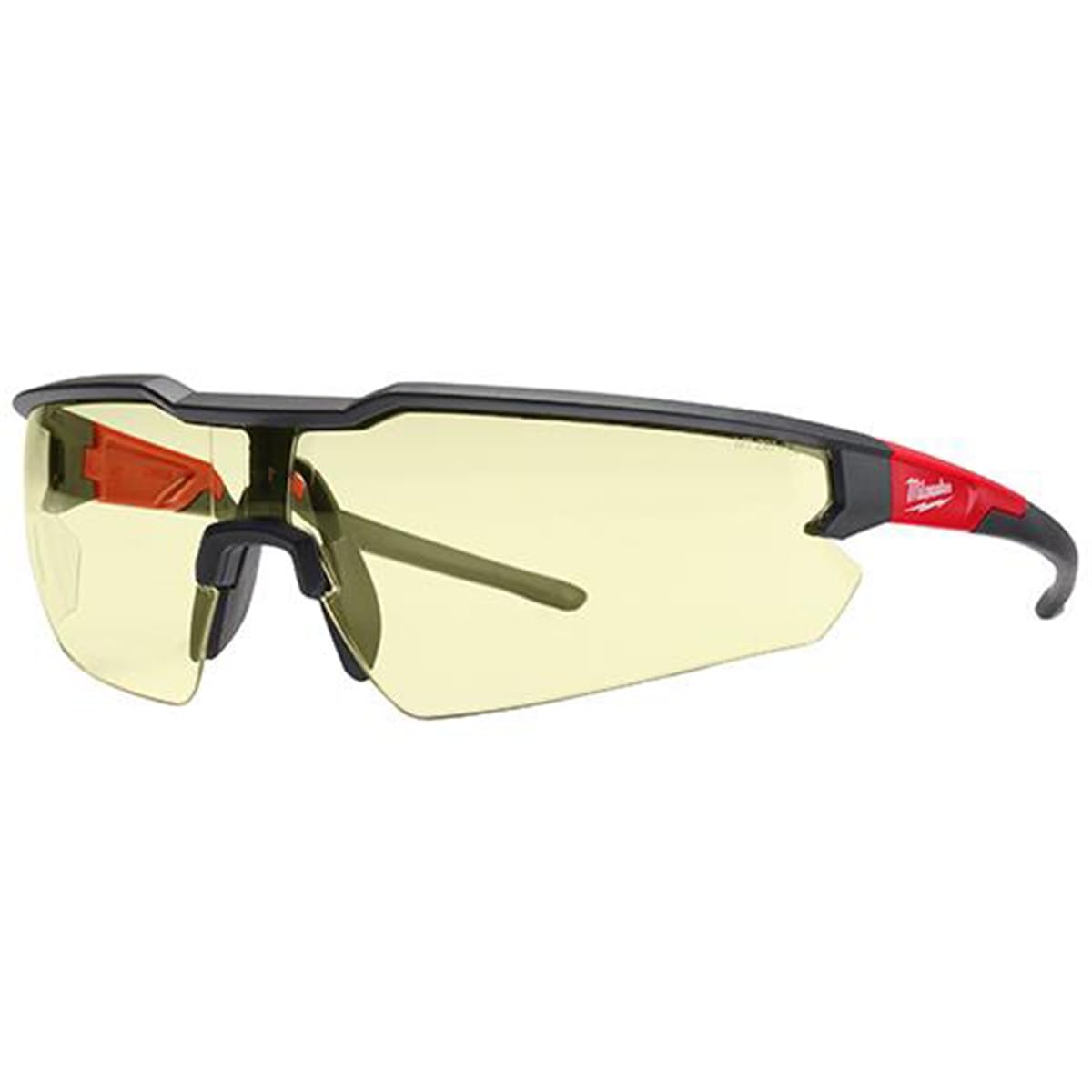 Milwaukee Anti-Scratch Safety Glasses Yellow Lens Black/Red Frame - Case Of: 1;F