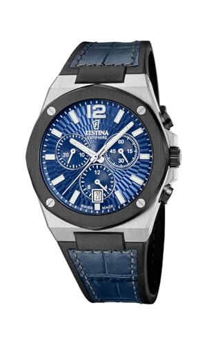 Montre chronographe Festina Swiss Made F22003/2 cadeau homme d'exception avec bracelet cuir