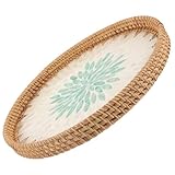 FOMIYES Runder Wicker Basket Dekorative Aufbewahrungsschale Handgefertigter Servierteller für Snacks Kosmetik Vielseitig Einsetzbar für Bad Wohnzimmer