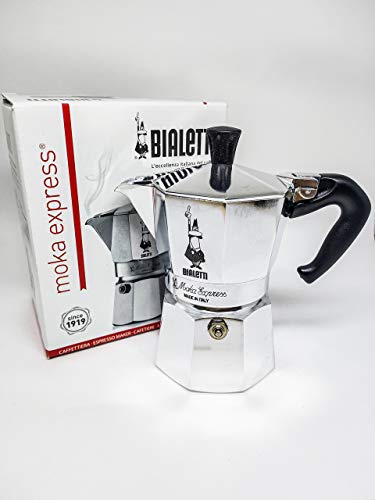 Kit Nuova Moka Bialetti 3 Xícaras + Espumador Marrom + Balança