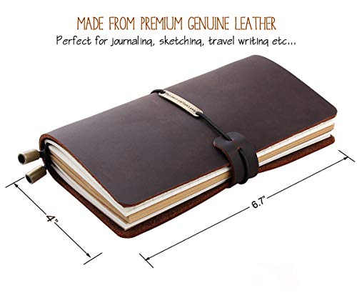 Leather Journal Refillable Travelers Notebook, Antique Handmade Leather Writing Diary Notepad, Travel Journal Notebook For Men & Women, Medium Size 6.7" X 4" - Coffee #TOP1