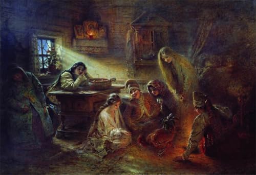 Imprimé sur toile Yule Divination Konstantin Yegorovich Makovsky affiche bureau 60x90