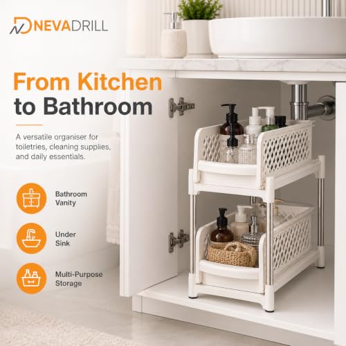Image of 2 Tier Sliding Storage Organiser, White [ND-1815]