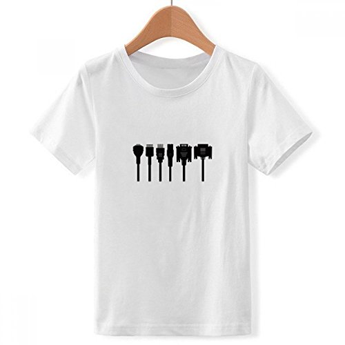 T-shirt blanc avec motif câble de charge ample taille XX-Grand pour garçon actif