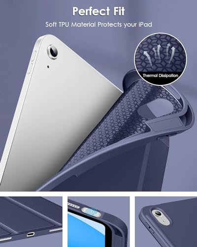 Image of Printme for iPad (A16) 11th Generation Case 11 Inch 2025, for iPad 10th Generation Case 10.9 Inch 2022 with Pencil Holder, Slim Trifold Stand Protective Cover with Soft TPU Back (Navy Blue)