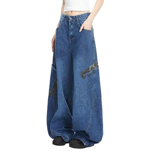 Baggy Jeans Men Vintage Baggy Barrel Jeans Men with Side Pockets Streetwear for Skater Wide Leg Denim Pants