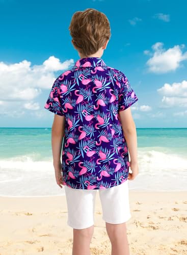 Image of XiaoMoSha Hawaiian Shirts for Boys Button Down Shirt Short Sleeve Shirts Girls Hawaiian Shirt Summer Beach Tops for Kids