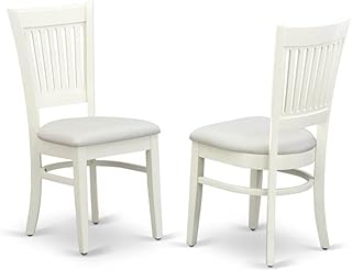 East West Furniture VAC-LWH-C Vancouver Dining Room Chairs - Linen Fabric Upholstered Wooden Chairs, Set of 2, Linen White